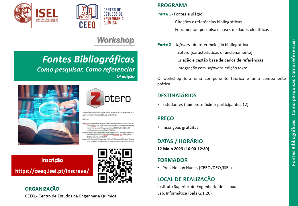 Workshop – Fontes Bibliográficas: Como pesquisar. Como referenciar.