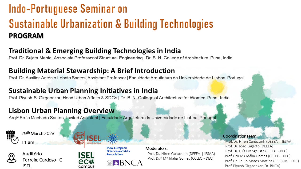 Indo-Portuguese Seminar on Sustainable Urbanization &amp; Building Technologies