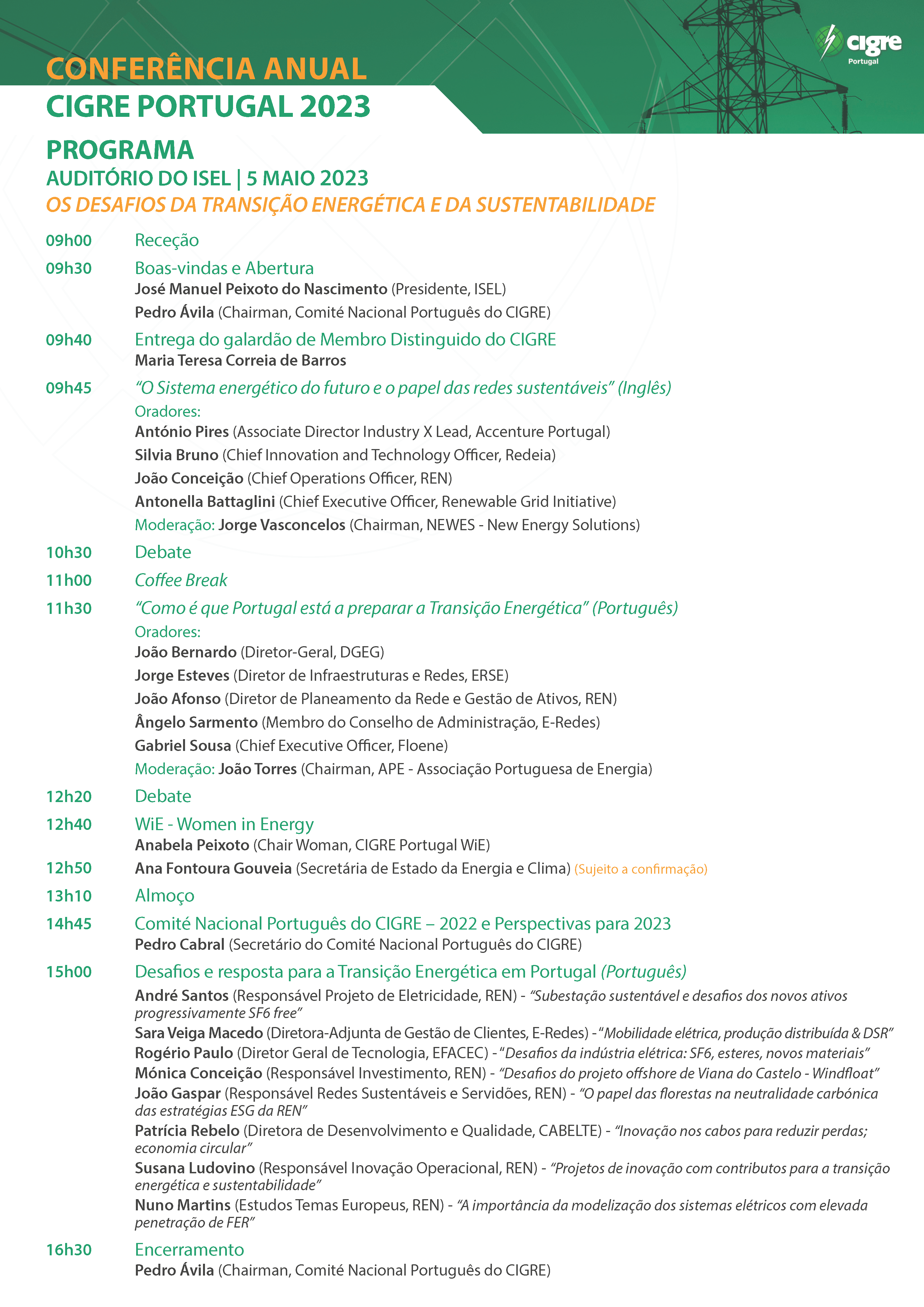 Programa da Conferência Anual CIGRE